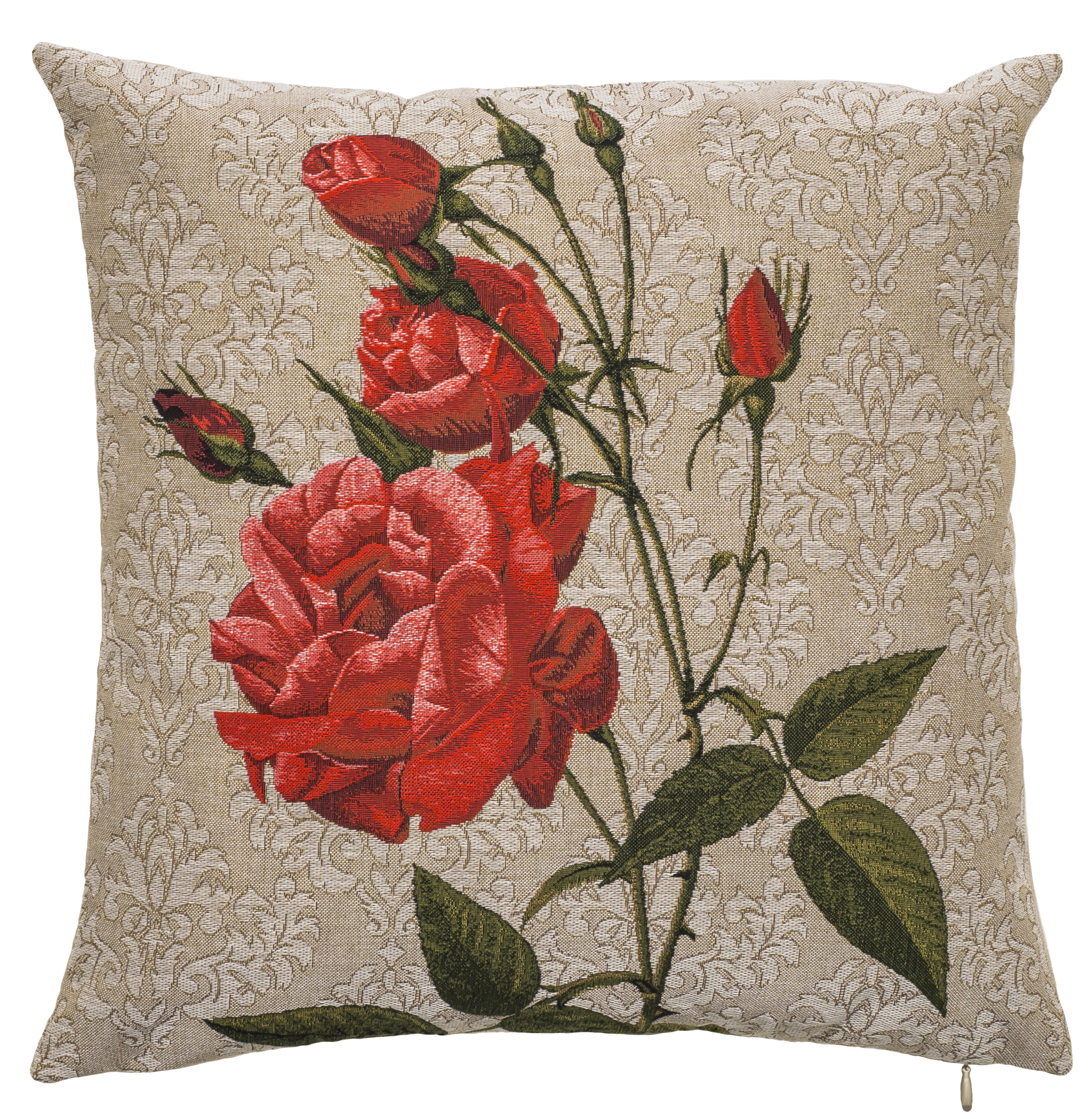 Pillow - Jane - Red in Damask Background