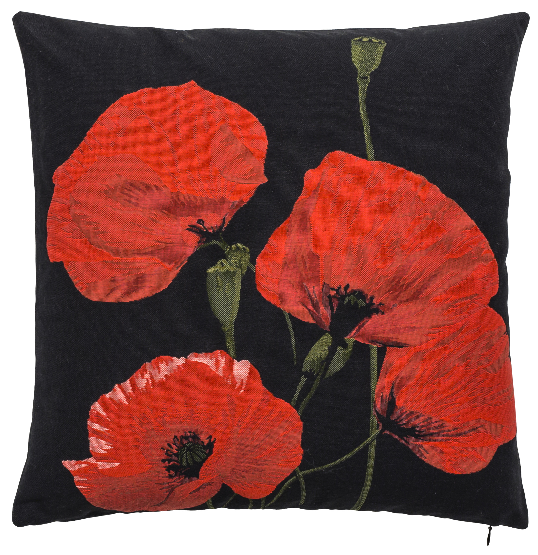Pillow - Coquelicots 3 - Black Background