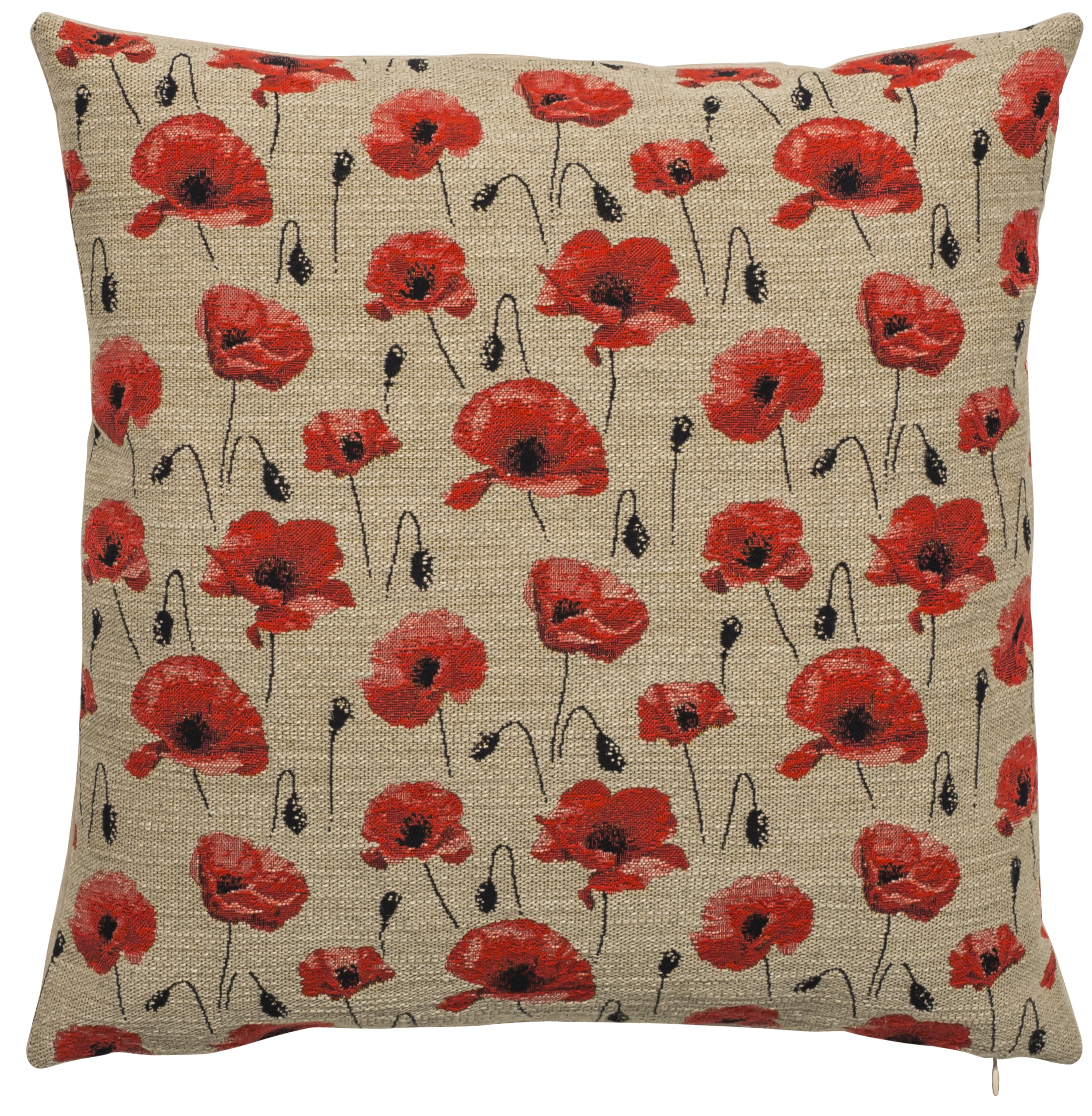 Coussin - Petits Coquelicots - Fond Lin