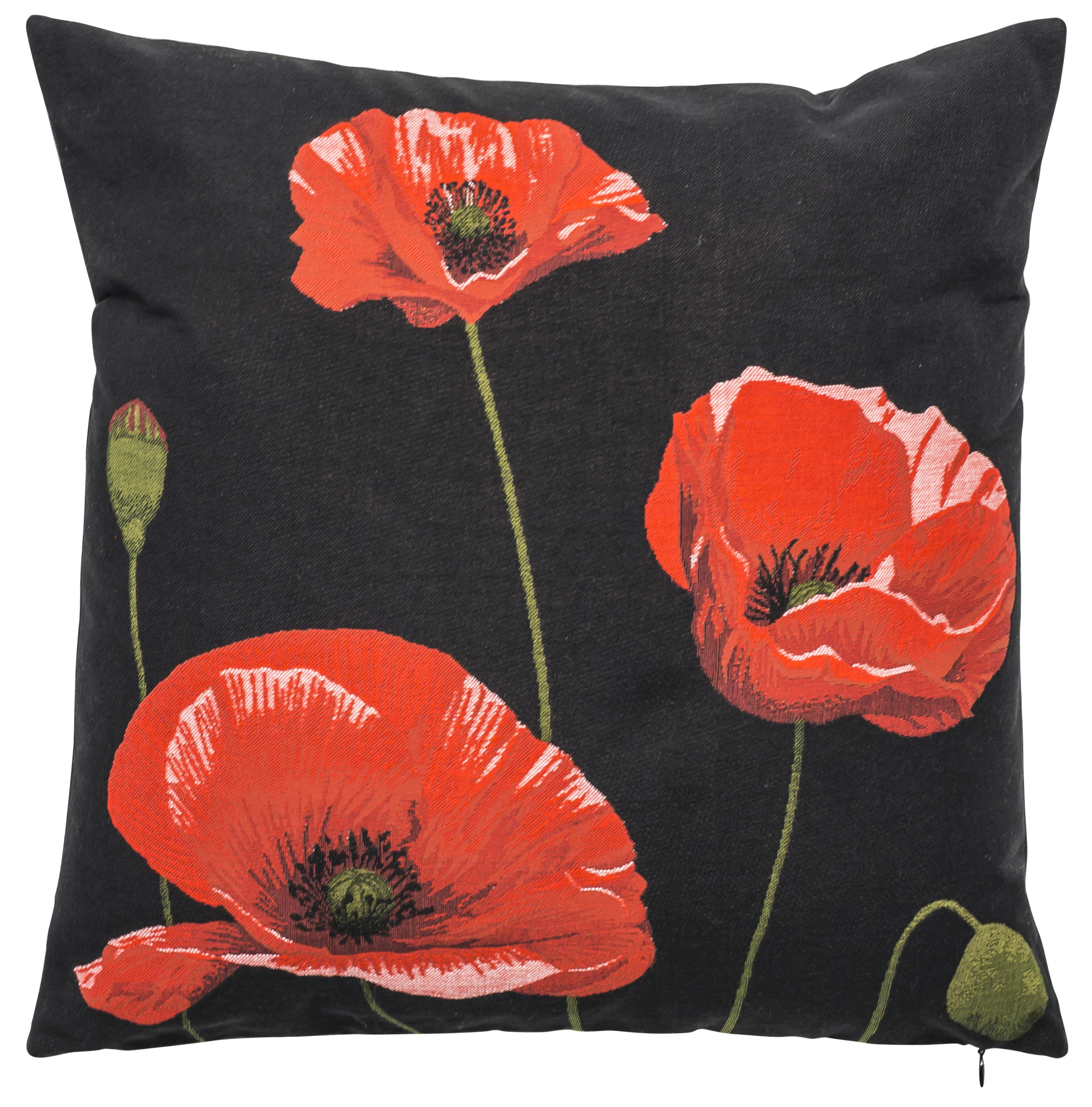 Pillow - Coquelicots 1 - Black Background