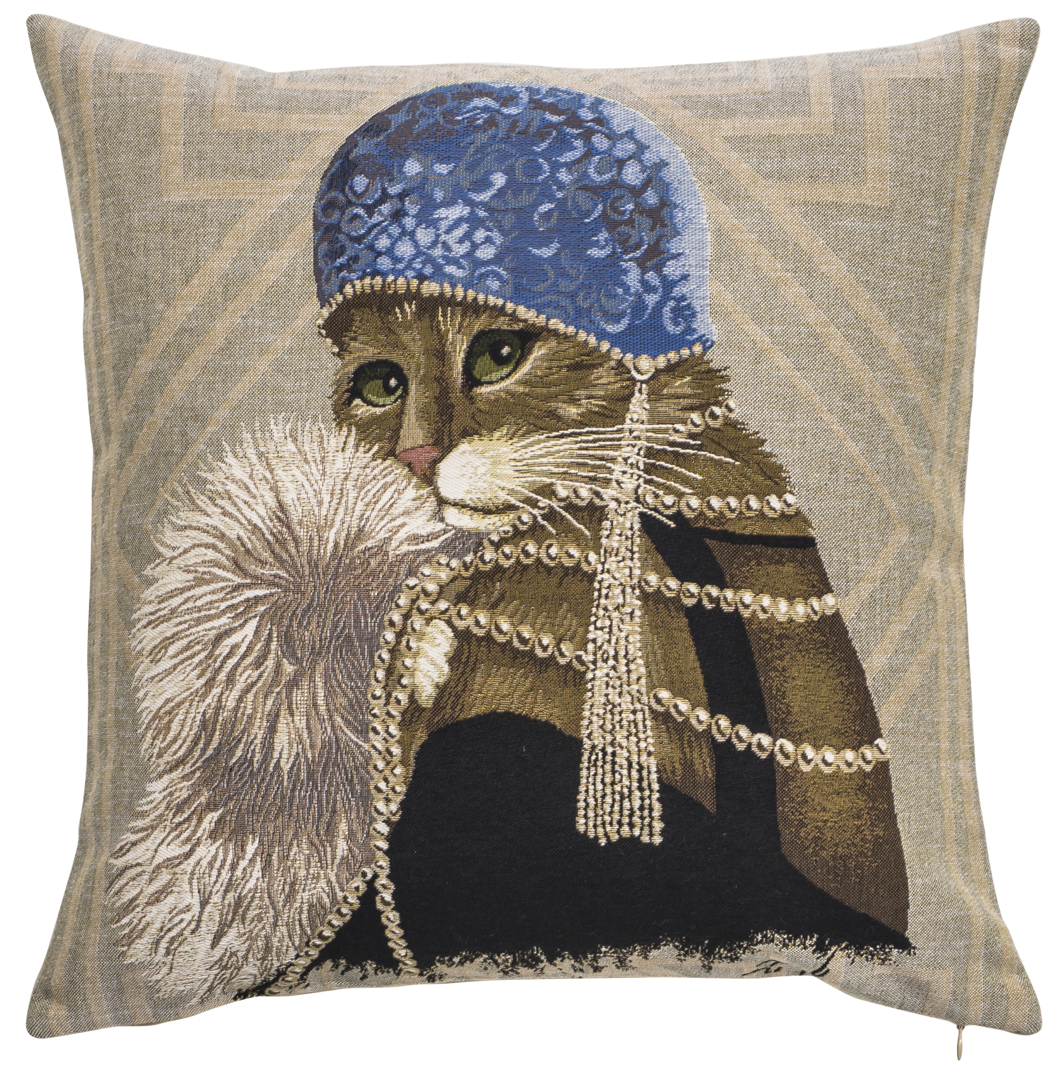 Pillow - Chachapidou - Blue in Beige Background