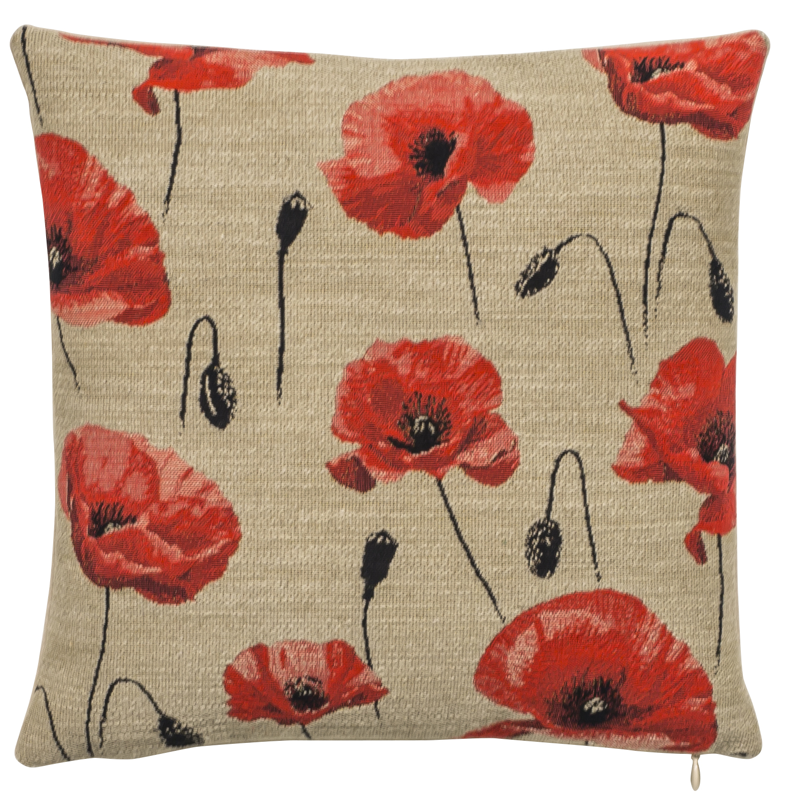 Coussin - Grands Coquelicots - Fond Lin