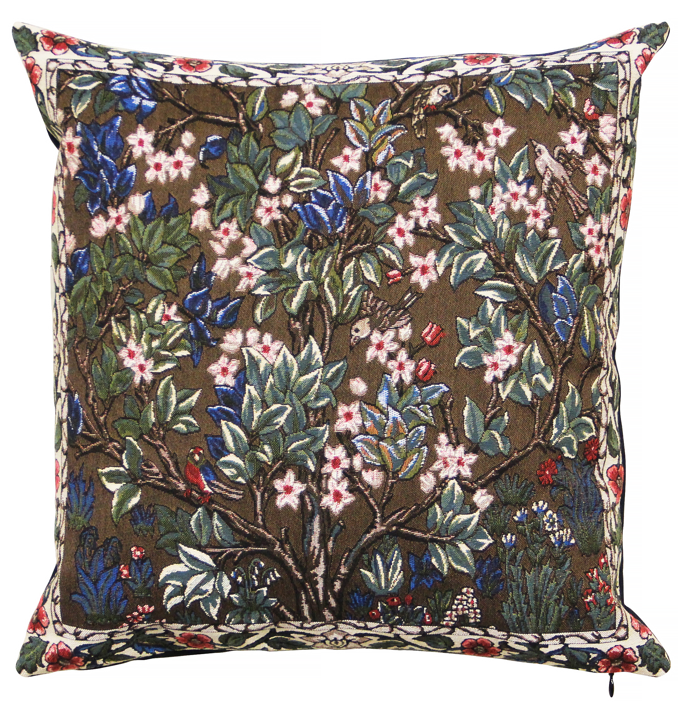 Pillow - Tree of life - Morris - Brown & Blue Background