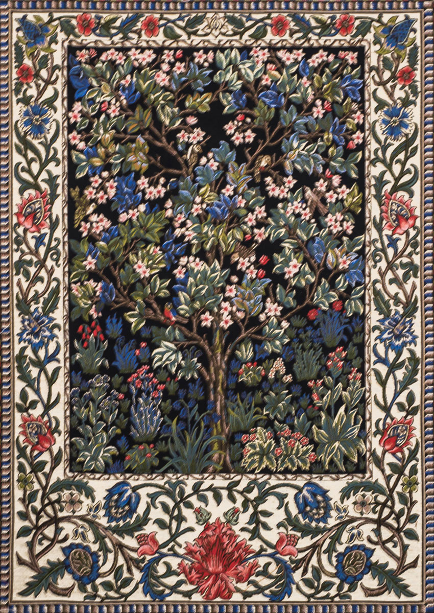 Tapestry - Tree of life - Morris - Black & Blue Background