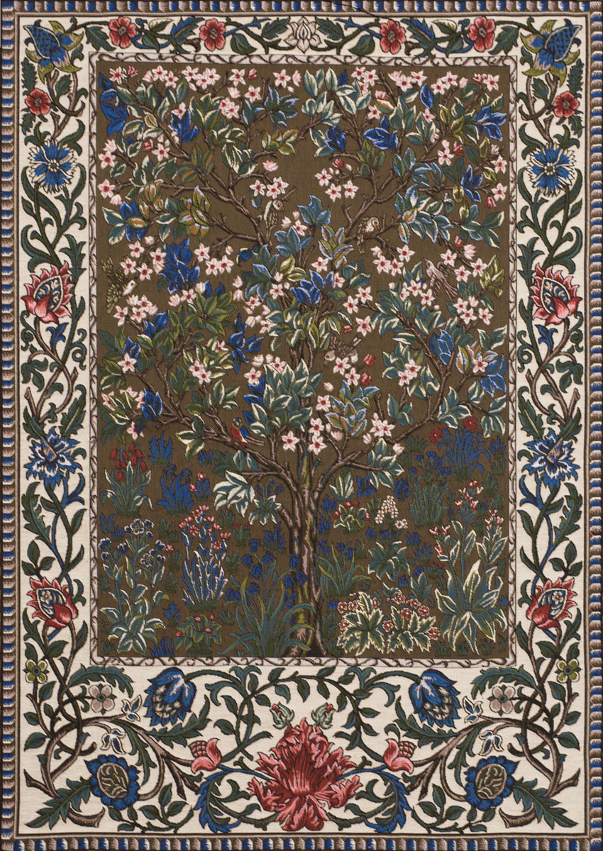 Tapestry - Tree of life - Morris - Brown & Blue Background